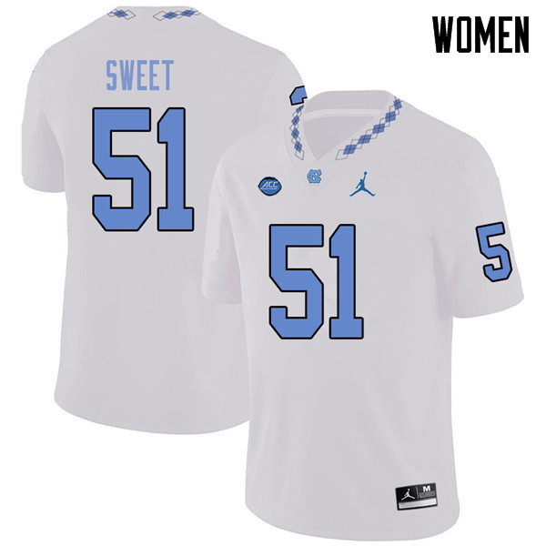 Jordan Brand Women #51 William Sweet North Carolina Tar Heels College Football Jerseys Sale-White